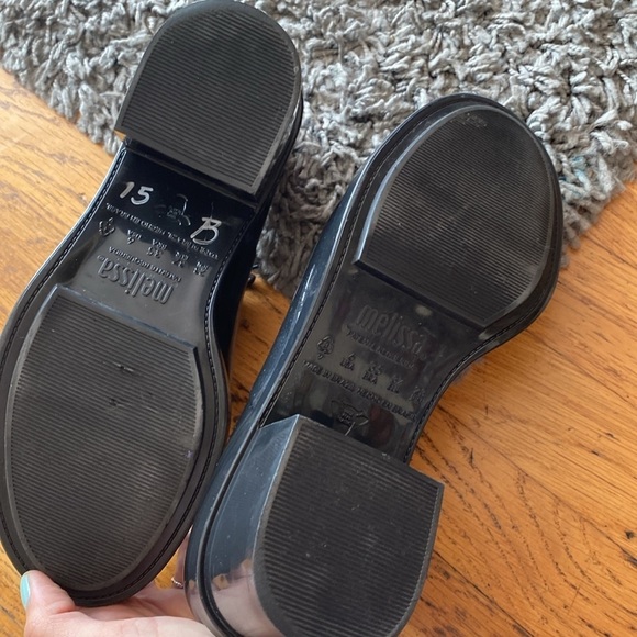 Melissa Black Rubber Stacked Block Heel Oxford Jelly Shoes Size 6 - Picture 10 of 14